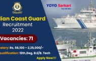 Indian Coast Guard Notification 2022 – Opening for 71 Assistant Commandant Posts