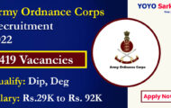 Army Ordnance Corps Notification 2022 – Opening for 419 Assistant Posts | Apply Online