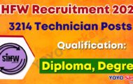 SIHFW Rajasthan Notification 2023 – Opening for 3214 Technician Posts | Apply Online