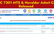 SSC Notification 2023 – 7301 MTS & Havaldar Admit Card Released