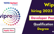 Wipro Notification 2023 – Opening for Various Developer Posts  | Apply Online