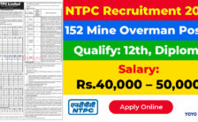 NTPC Notification 2023 – Opening for 152 Mine Overman Posts | Apply Online