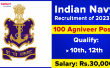 Indian Navy Notification 2023 – Opening for 100 Agniveer Posts | Apply Online
