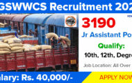 RGSWWCS Notification 2023 – Opening for 3190 Jr Assistant Posts | Apply Online