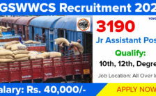 RGSWWCS Notification 2023 – Opening for 3190 Jr Assistant Posts | Apply Online