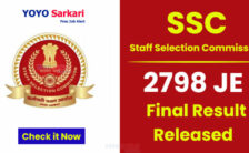 SSC Notification 2023 – 2798 JE Final Results Released