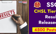 SSC Notification 2023 – 4500 CHSL Tier-I Result Released