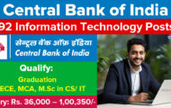 Central Bank of India Notification 2023 – Opening for 192 Information Technology Posts | Apply Online