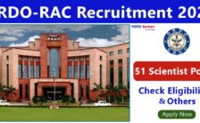 DRDO-RAC Notification 2023 – Opening for 51 Scientist Posts | Apply Online