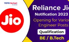 Reliance Jio Notification 2023 – Opening for Various Engineers Posts | Apply Online